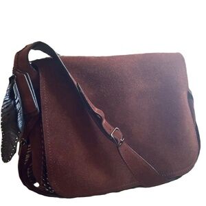 Coach Dakotah suede whiplash messenger bag with feather charm